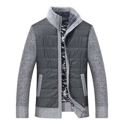 Doudoune homme chaude avec manches en tricot et col montant