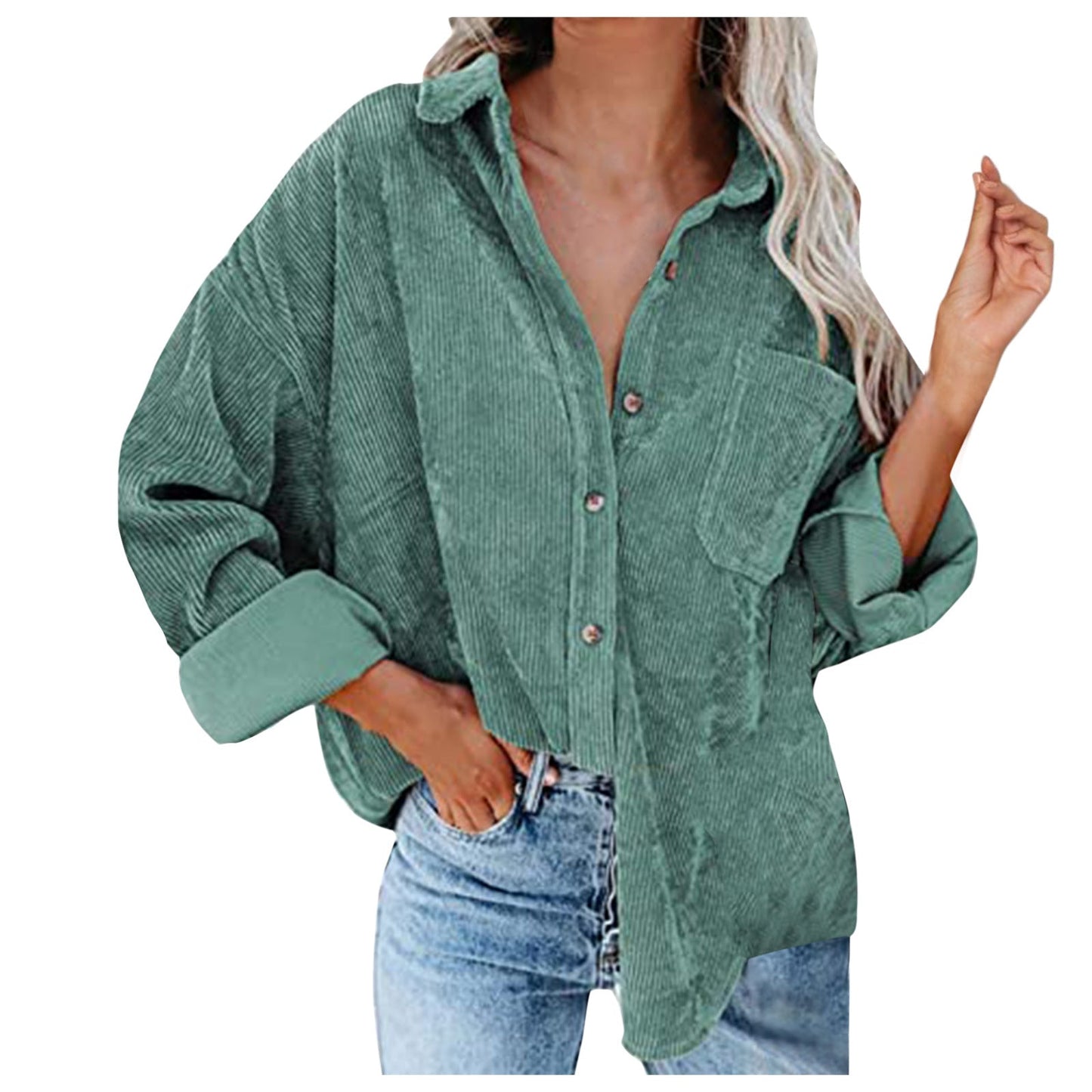 Chemisier oversize en velours côtelé pour femme, confortable et élégant