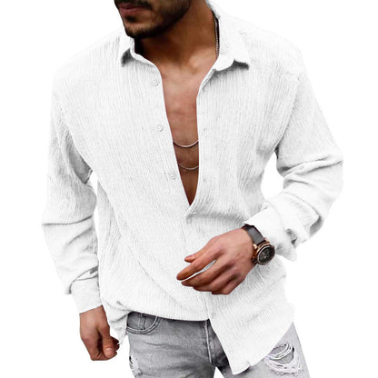 Chemise à manches longues homme effet texturé moderne