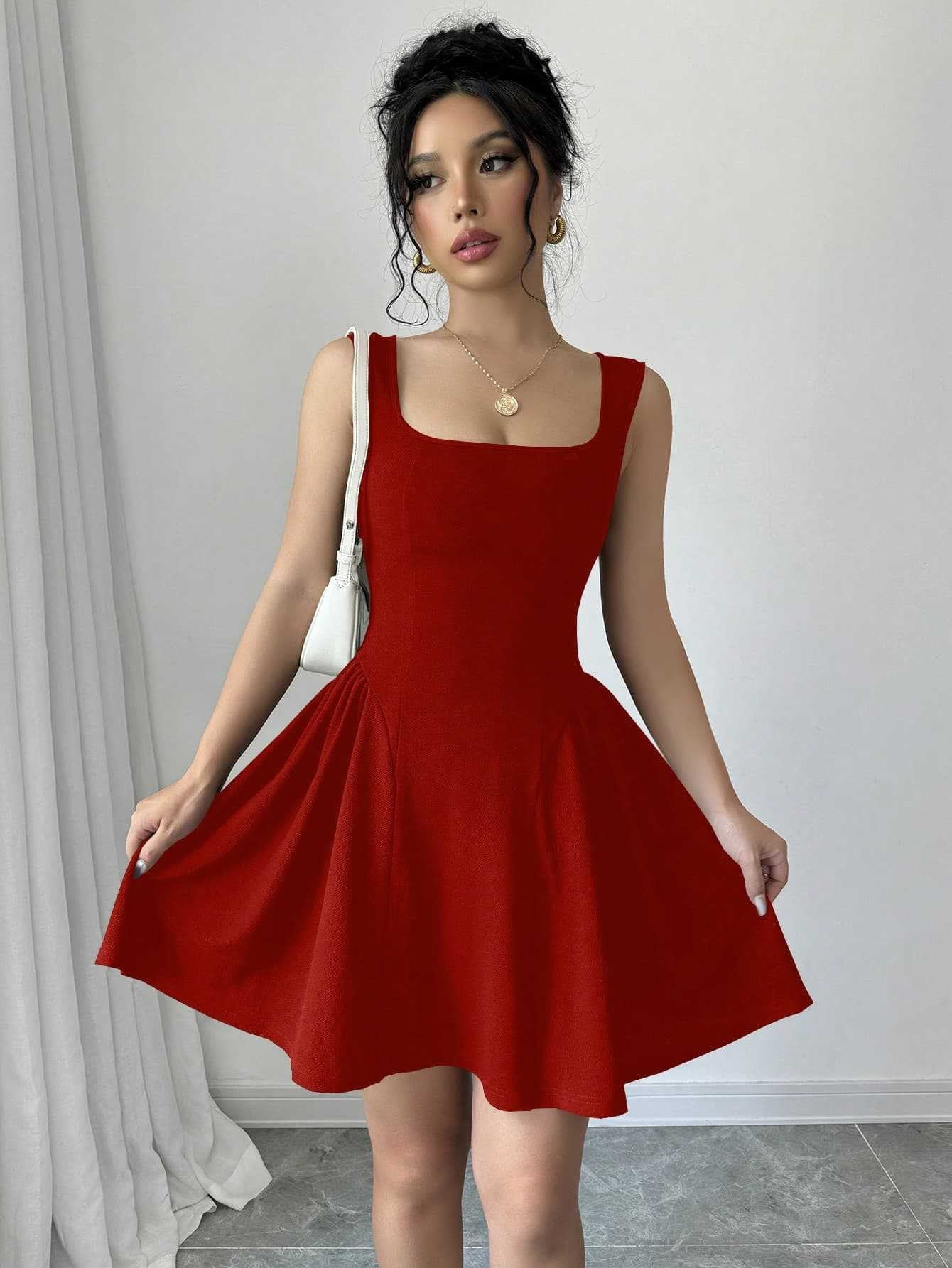 Robe trapèze femme élégante col en V fluide