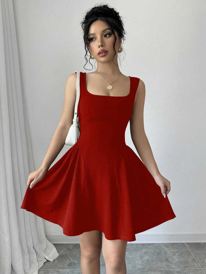 Robe trapèze femme élégante col en V fluide