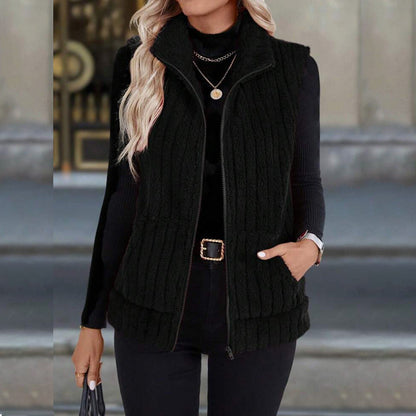 Gilet douillet à capuche pour femme, doux et confortable