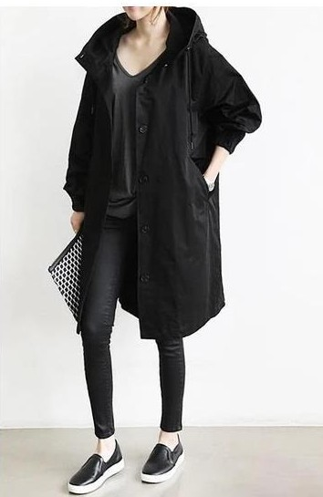 Manteau trench-coat oversize à capuche élégant pour femme