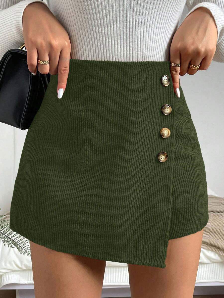Mini-jupe moulante femme avec détail boutons