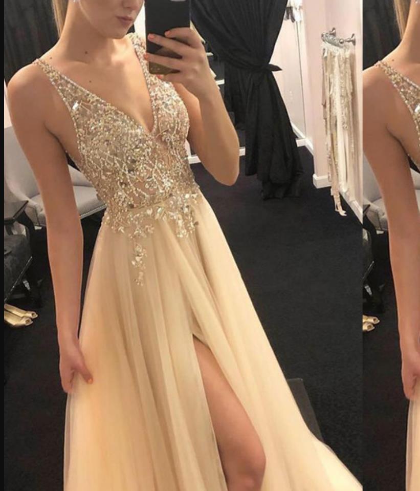 Robe de soirée glamour fendue scintillante élégante pour femme