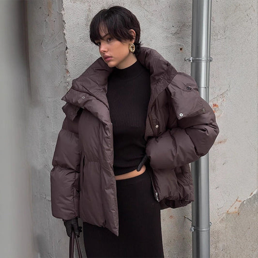 Damen Winterjacke Oversized Stehkragen Elegant - IdealeKleiden