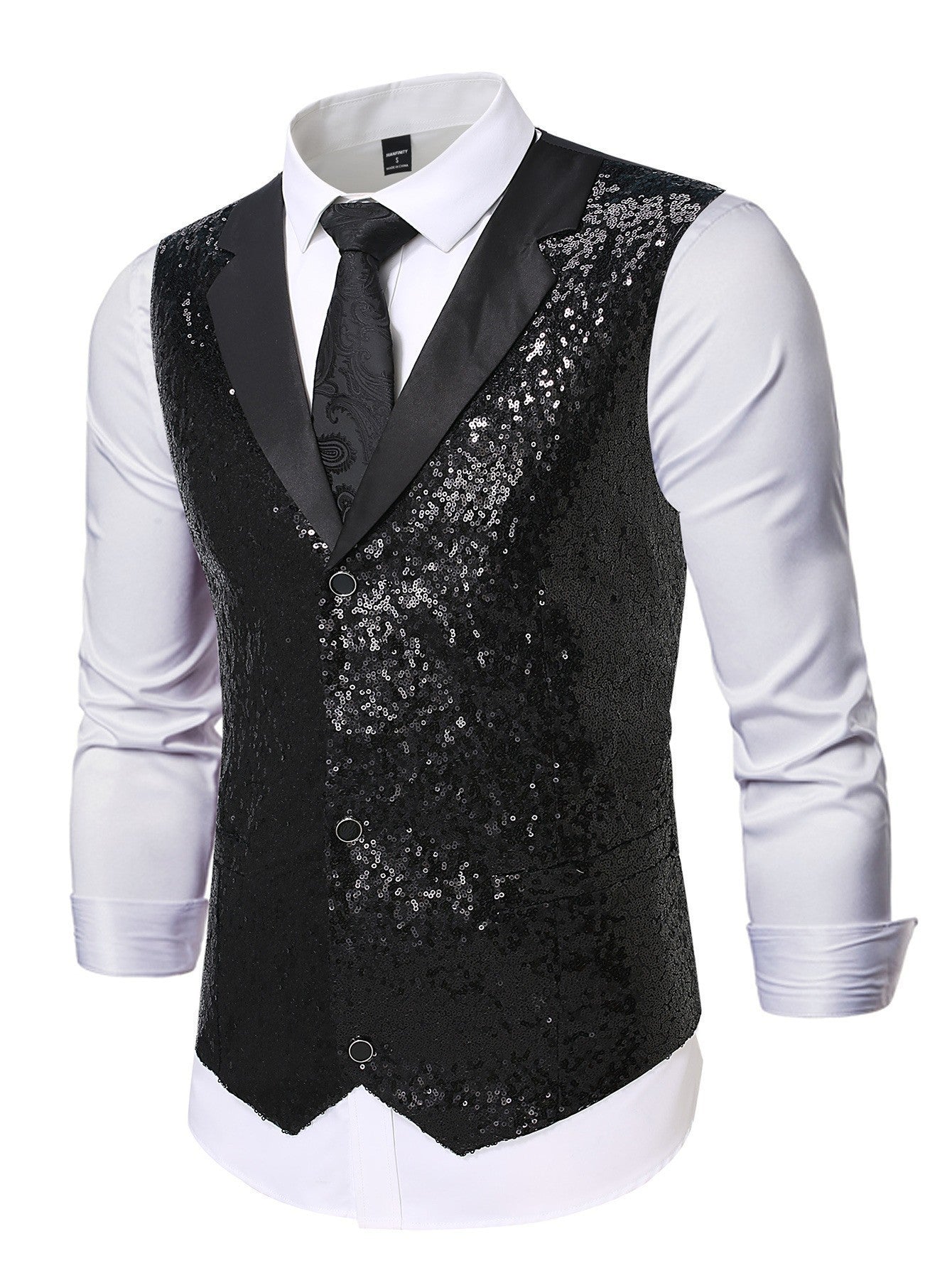Gilet de costume pour homme Effet pailleté Style classique