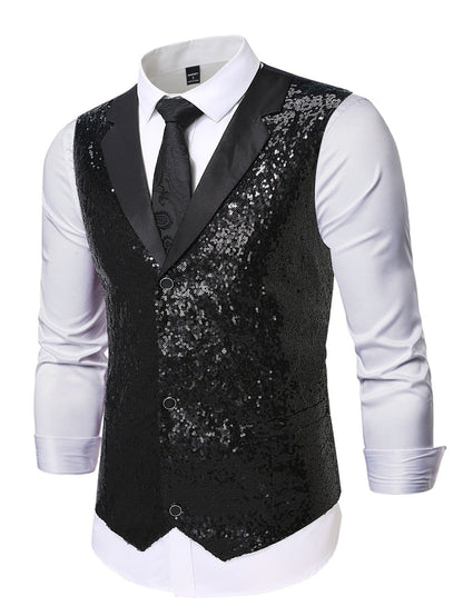 Gilet de costume pour homme Effet pailleté Style classique