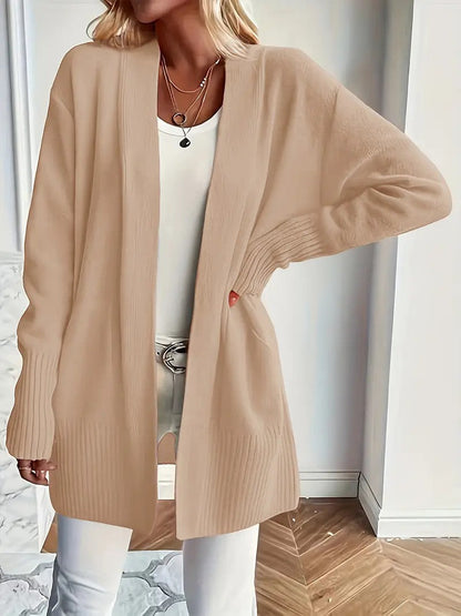 Damen Strickjacke Lang Elegant mit Taschen - IdealeKleiden