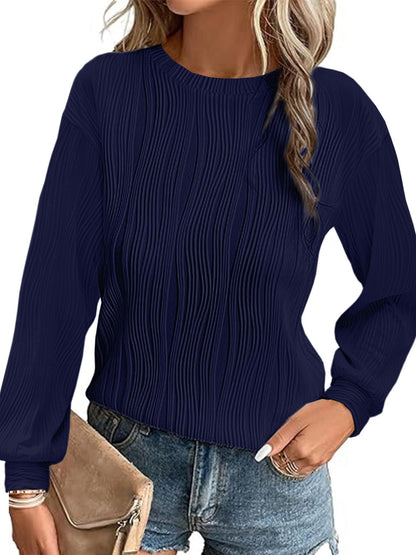Pull plissé à manches longues élégant pour femme