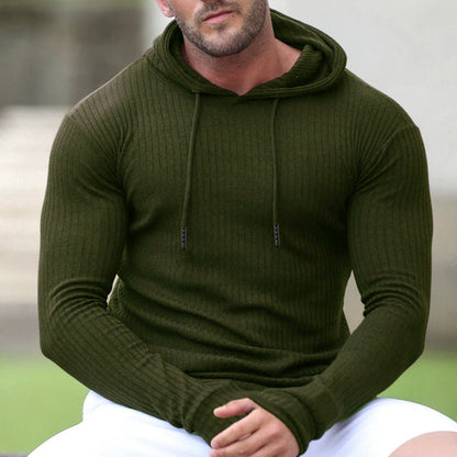 Sweat-shirt à capuche pour homme, motif côtelé tendance