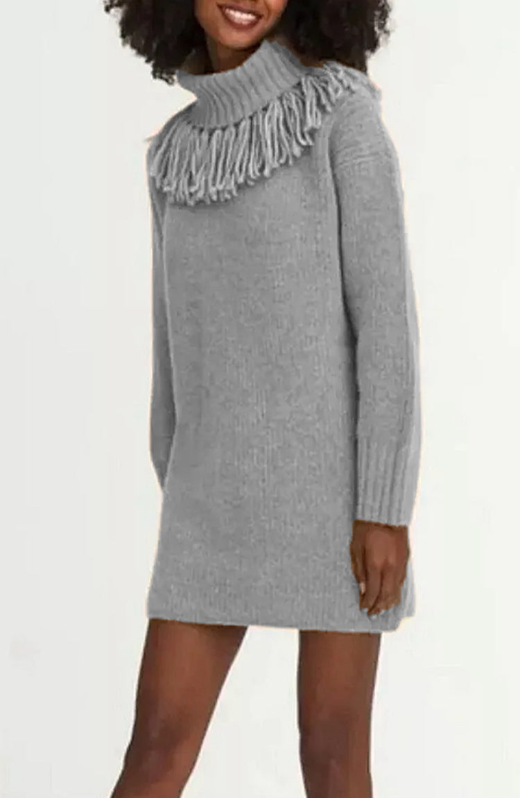 Robe pull élégante à col roulé pour femme