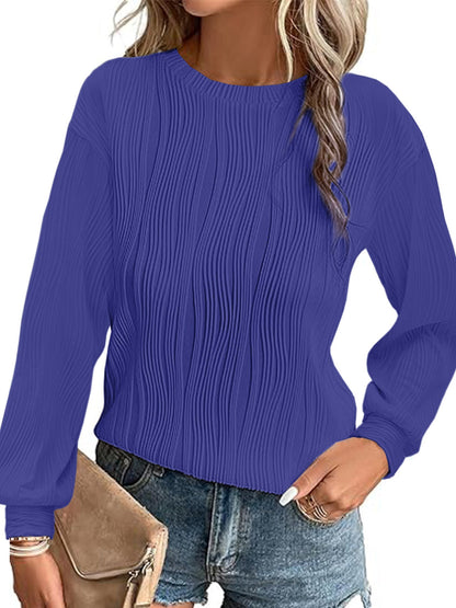 Pull plissé à manches longues élégant pour femme