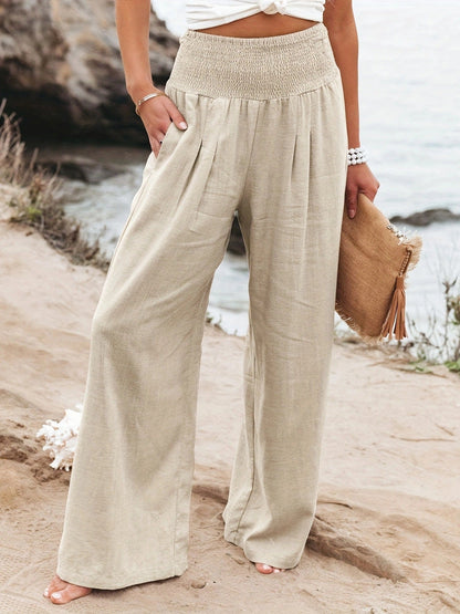 Pantalon ample en lin pour femme effet jupe-culotte