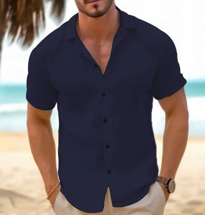 Chemise d'été homme à manches courtes structurée en coton