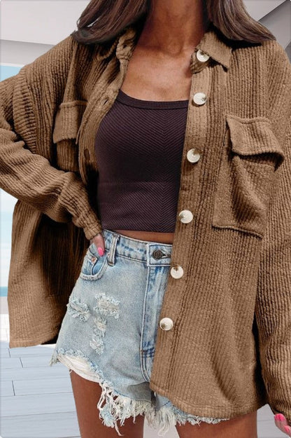 Chemisier oversize pour femme avec poches et motif texturé