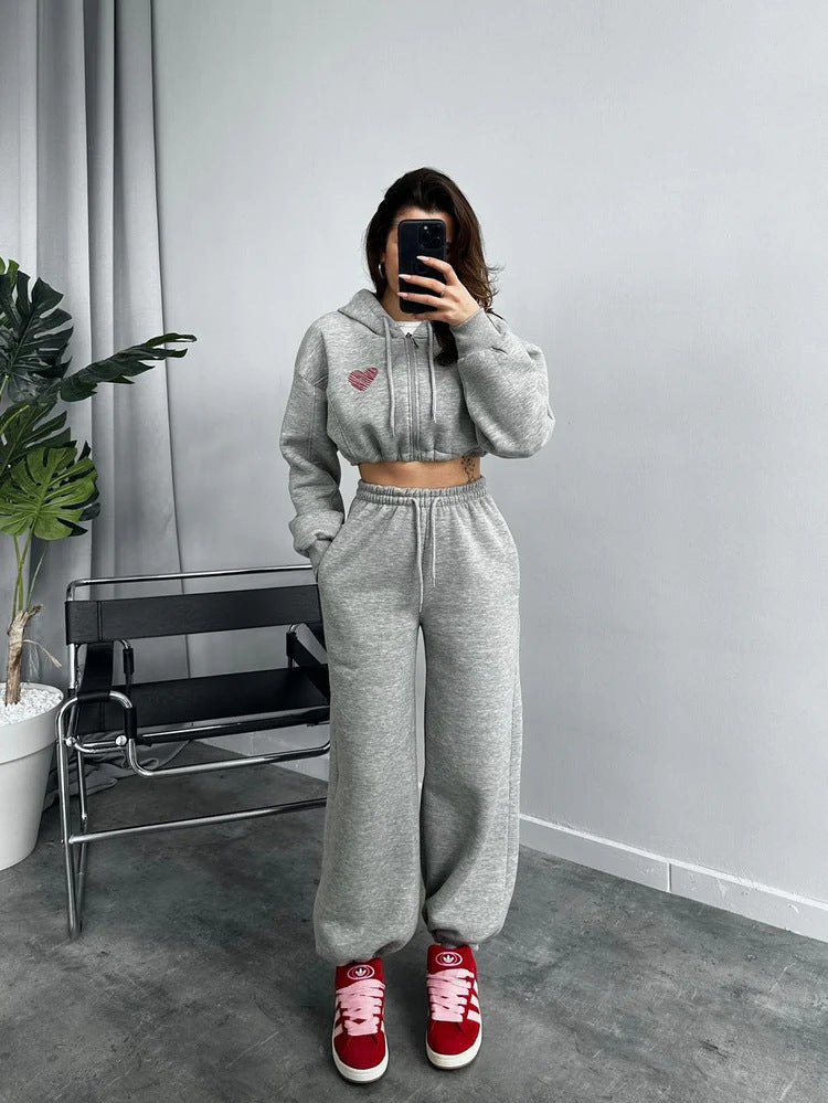 Ensemble de survêtement femme : sweat à capuche et pantalon de jogging confortable