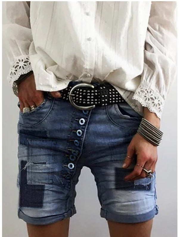 Short en jean destroyed avec poches pour femme