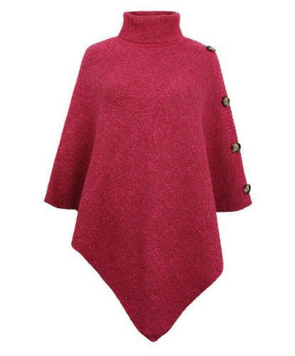Poncho en tricot moderne pour femme avec boutons