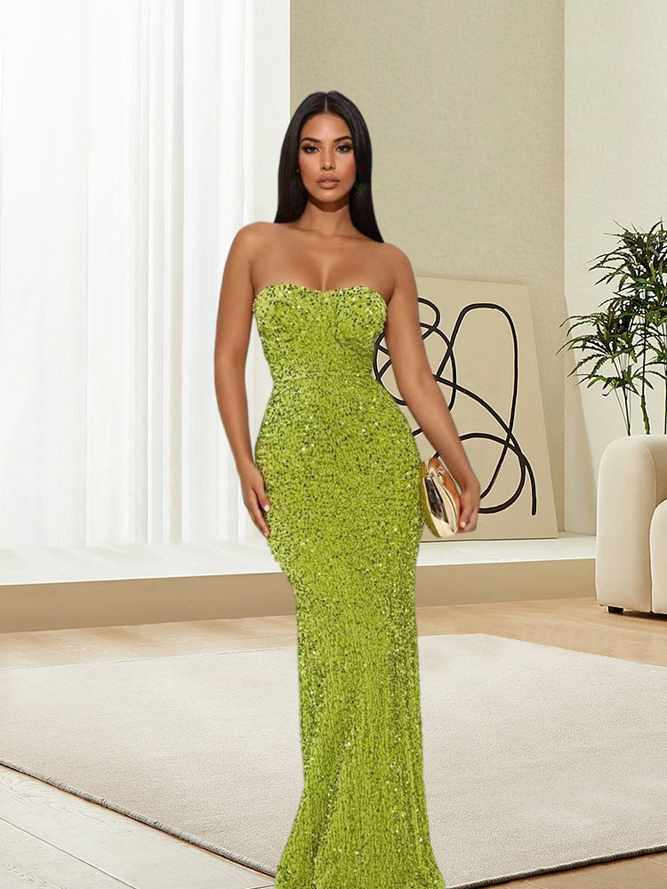 Robe de soirée glamour à paillettes Look luxueux et ajusté