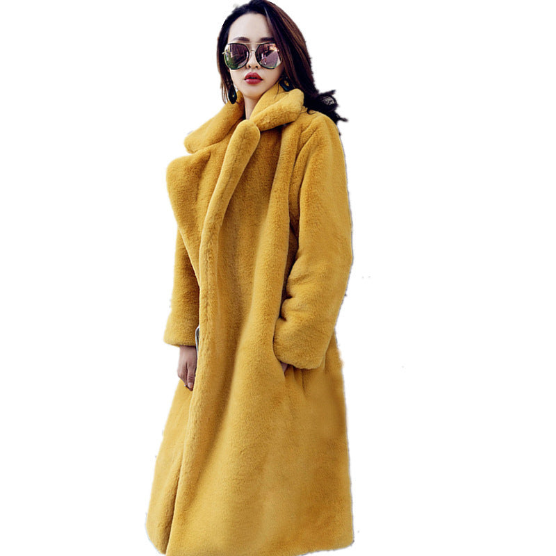 Luxus Damen Mantel Teddy Stil Langhaar Wintersaison - IdealeKleiden