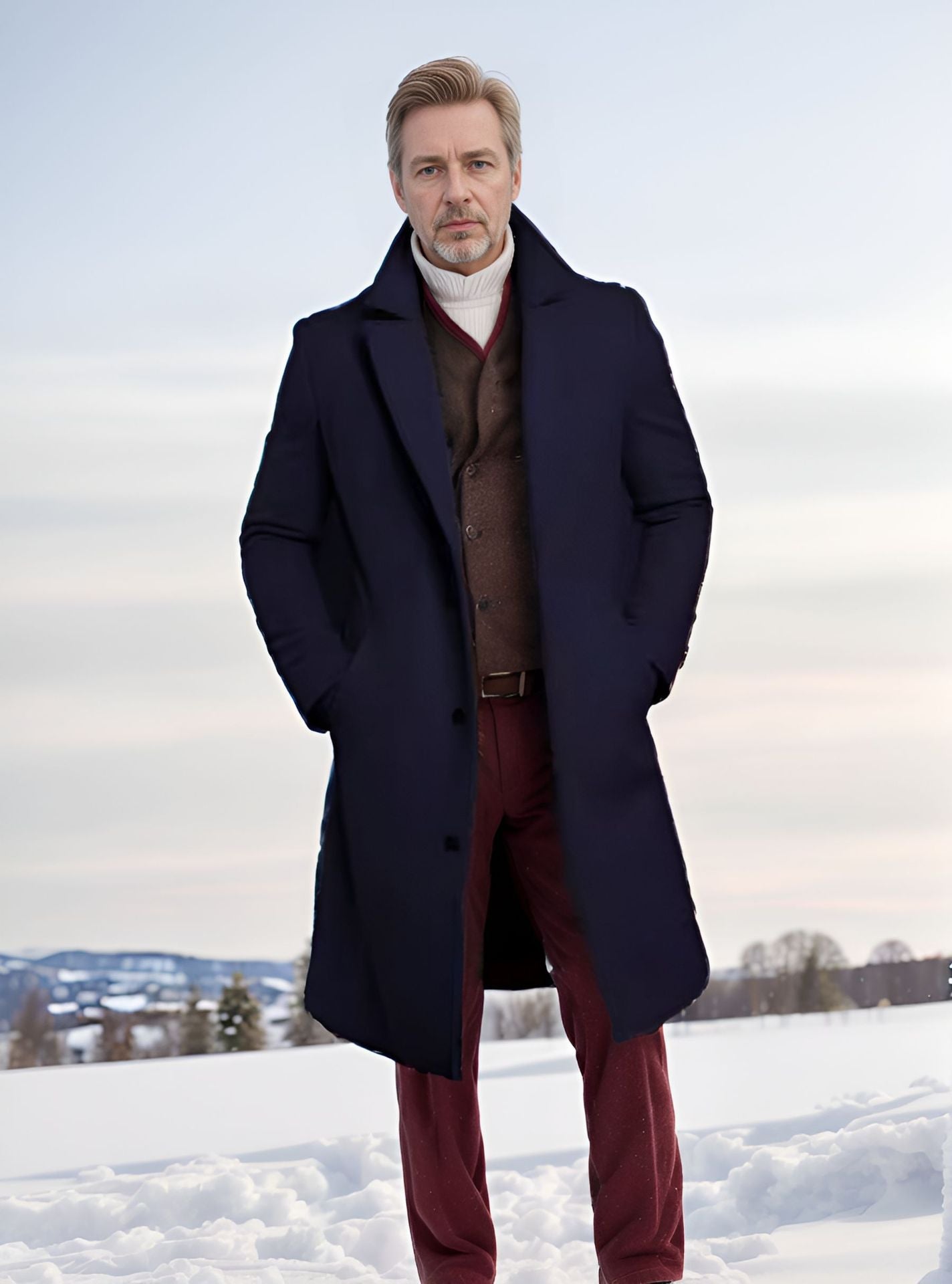 Manteau élégant pour homme en laine avec motif texturé