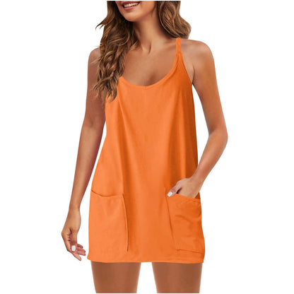 Chemise de nuit pour femme avec poches, robe d'été confortable