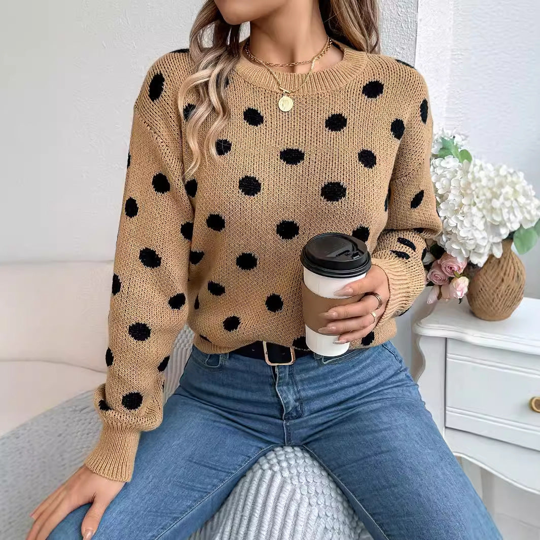 Pull femme classique à pois
