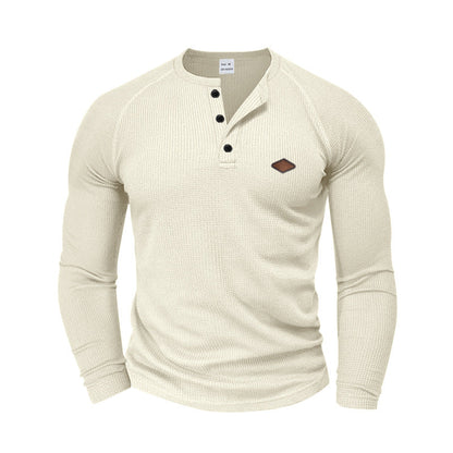 T-shirt à manches longues structuré pour homme au design moderne avec boutons