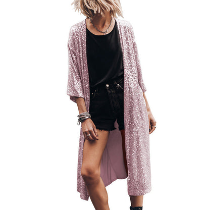 Manteau de soirée brillant luxe long
