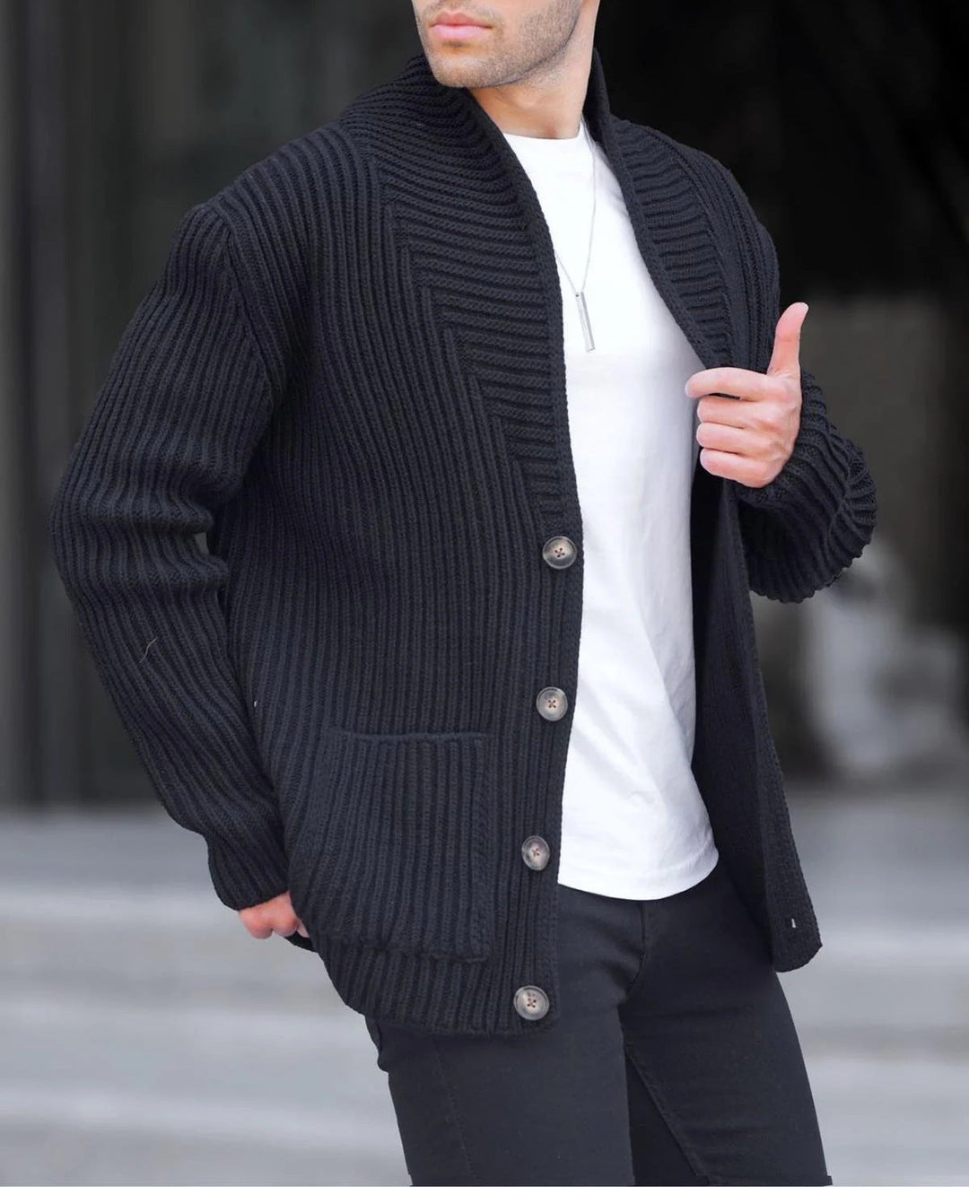 Hommes Pull Cardigan Design Moderne Boutons
