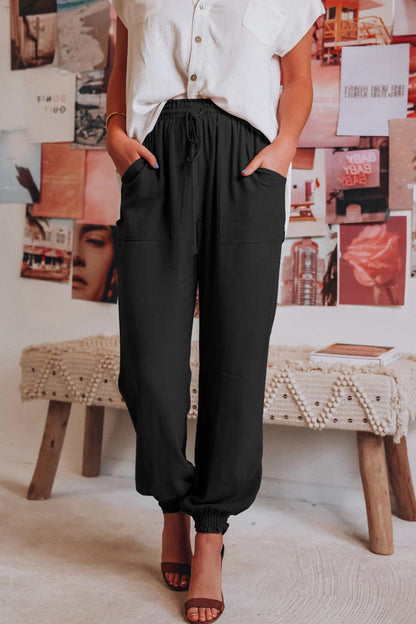 Pantalon de jogging femme confortable élastique taille élastiquée
