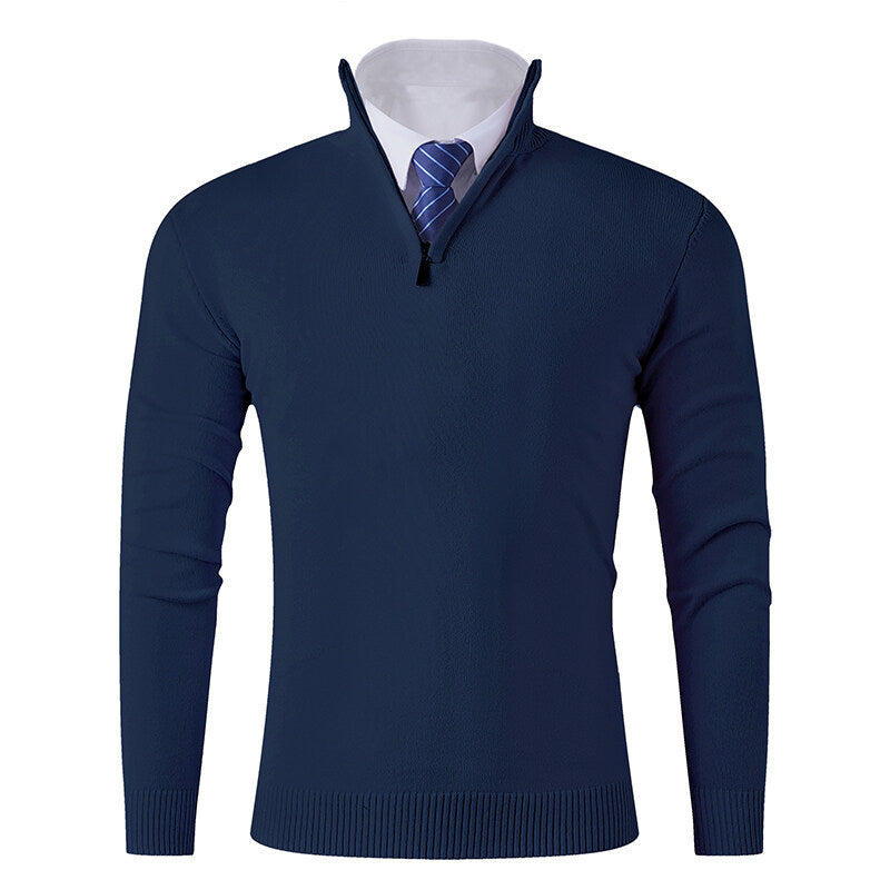 Pull en tricot pour homme moderne, zippé, élastique