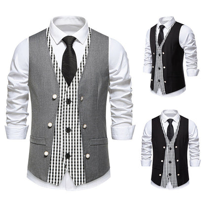 Herren Anzugsweste Elegant Kontrast Innenausstattung - IdealeKleiden
