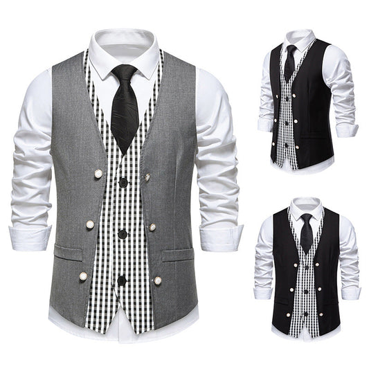 Herren Anzugsweste Elegant Kontrast Innenausstattung - IdealeKleiden