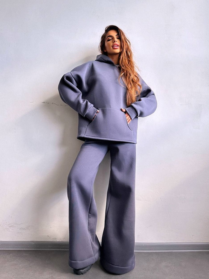 Ensemble Sweat à capuche oversize et jogging large femme