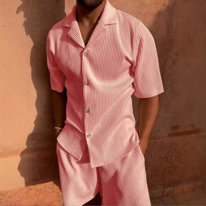 Ensemble homme manches courtes respirant moderne patte de boutonnage
