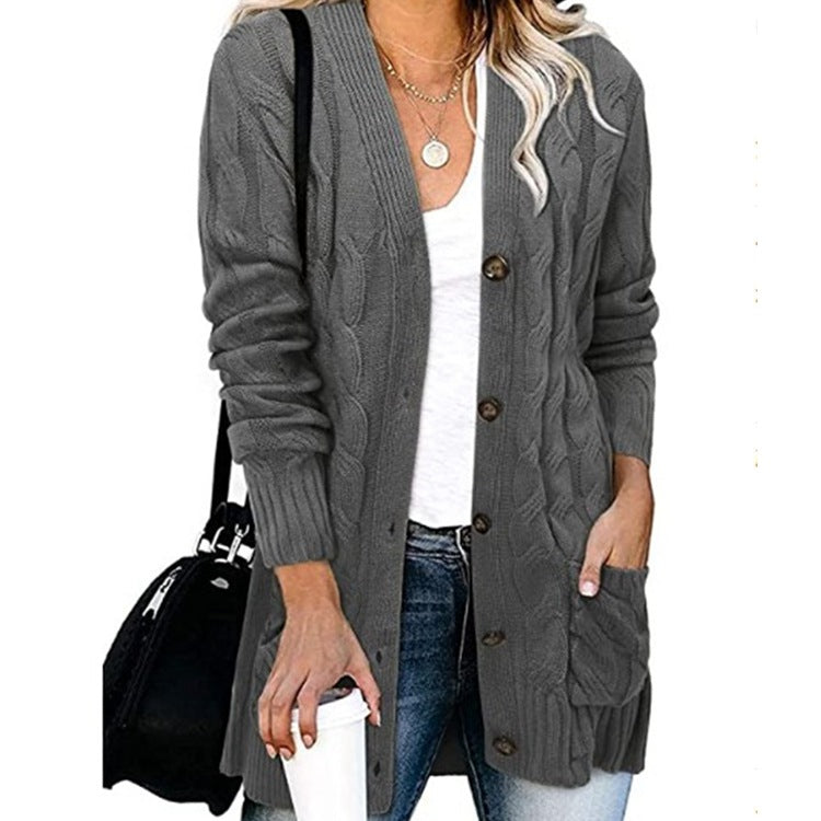 Gilet en tricot tressé avec poches