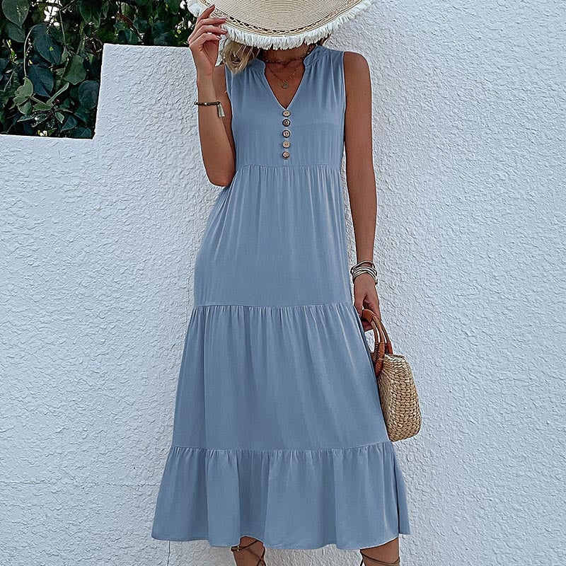 Damen Sommerkleid Rüschendetails Freizeit Kleid - IdealeKleiden