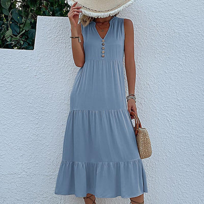 Damen Sommerkleid Rüschendetails Freizeit Kleid - IdealeKleiden