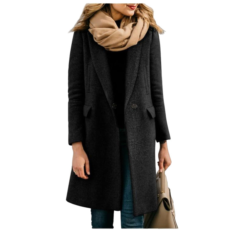 Manteau cintré élégant noir pour femme