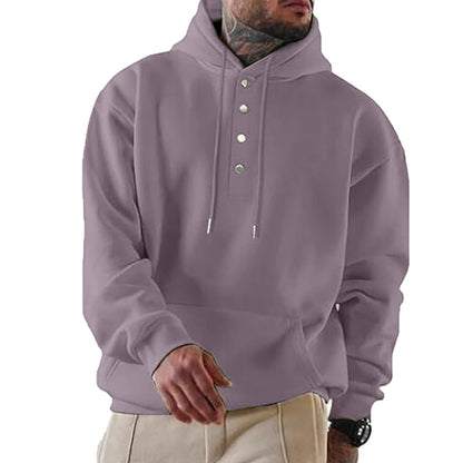Sweat-shirt à capuche pour homme Tendance Boutonnage Pratique