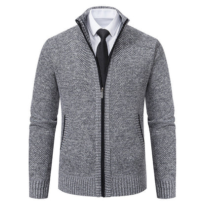 Cardigan Homme Élégant Col Montant Fermeture Éclair