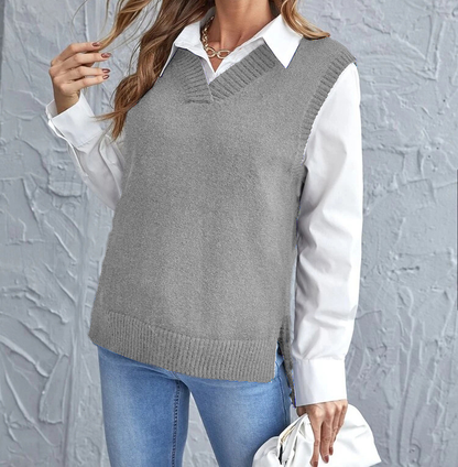Damen Weste V-Ausschnitt Elegante Mode - IdealeKleiden