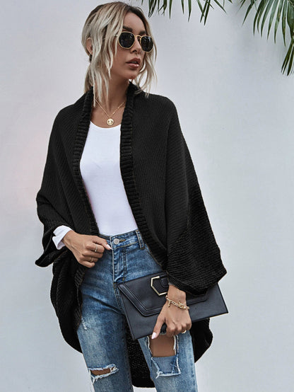 Cardigan large femme oversize laine manches chauve-souris