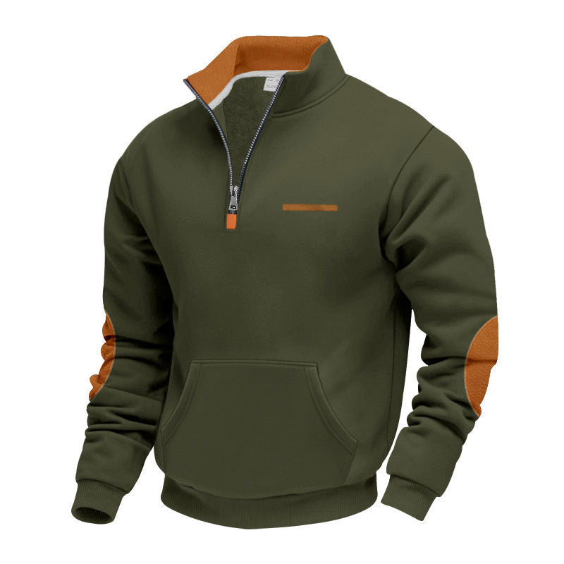 Pull à capuche pour homme moderne avec demi-zip coloré