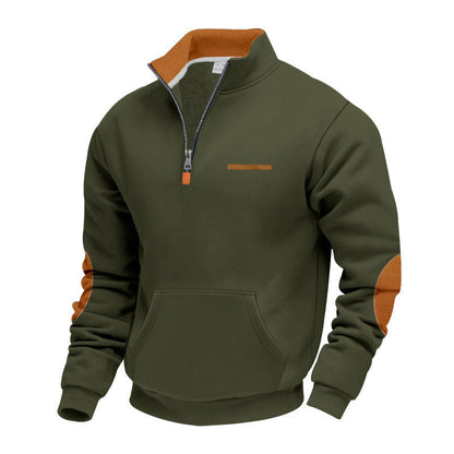 Pull à capuche pour homme moderne avec demi-zip coloré