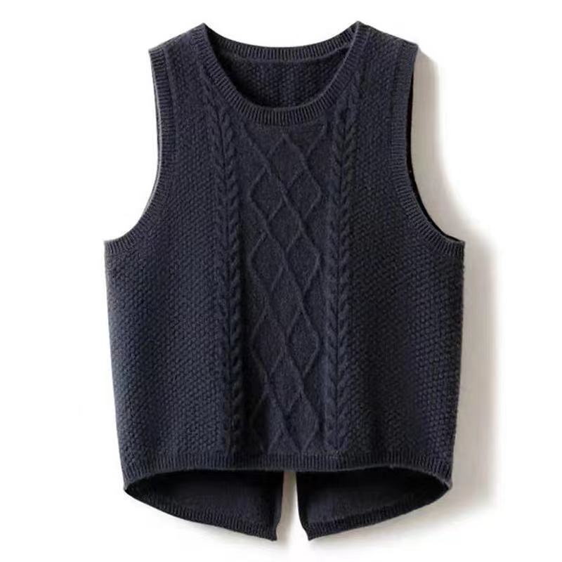 Gilet en maille sans manches pour femme Motif torsadé Style moderne