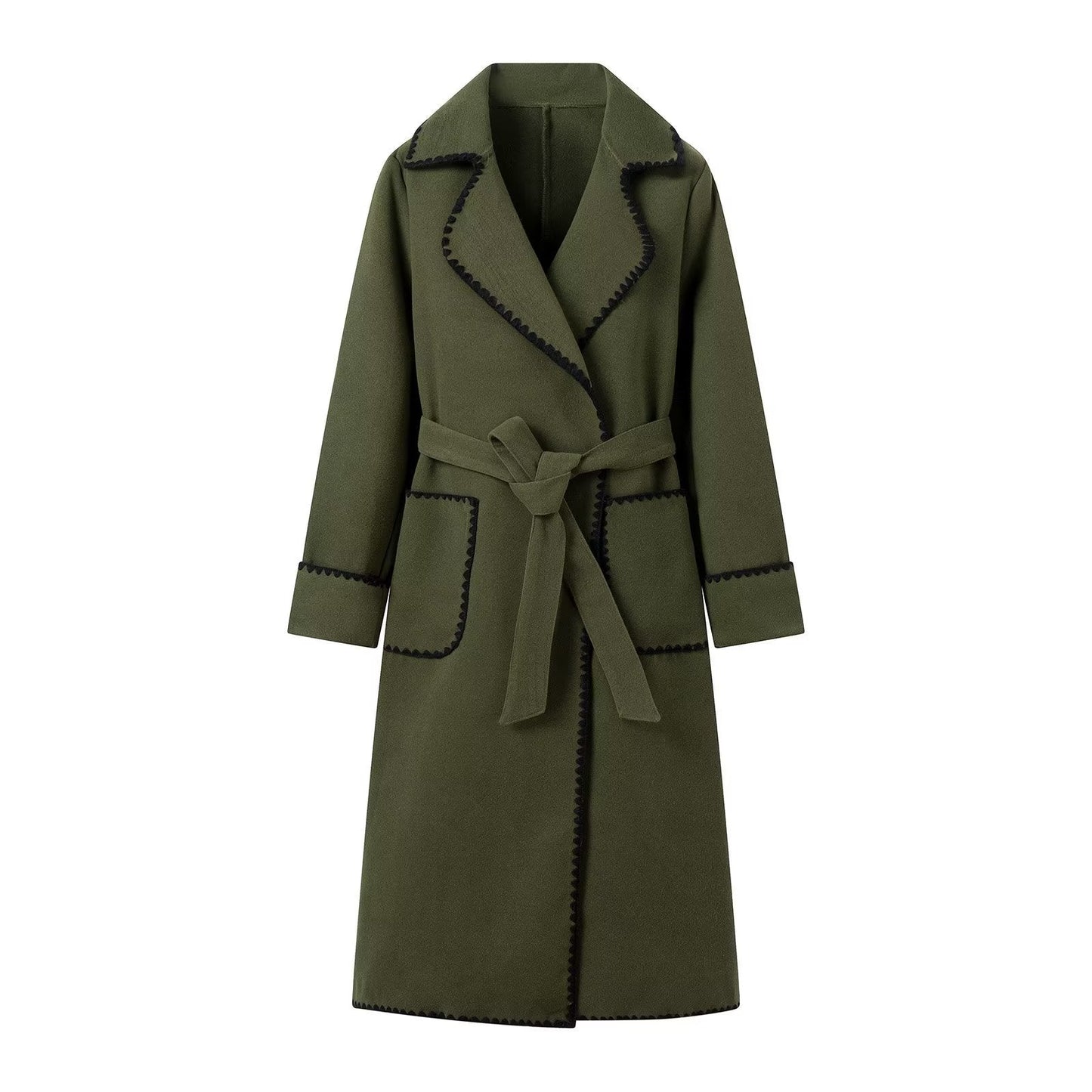 Veste de mi-saison femme Élégante Ceinture Luxe Poches