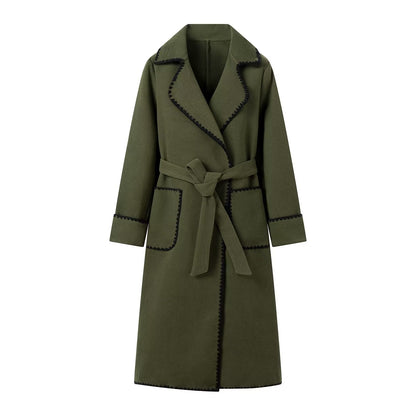 Veste de mi-saison femme Élégante Ceinture Luxe Poches